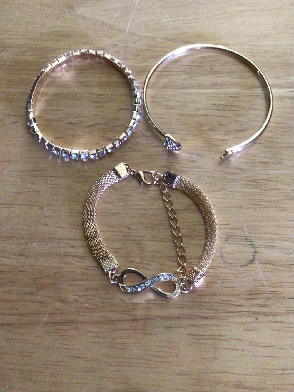 Gold Infinity Mesh Bracelet with Crystal Accents - Women Jewelry
